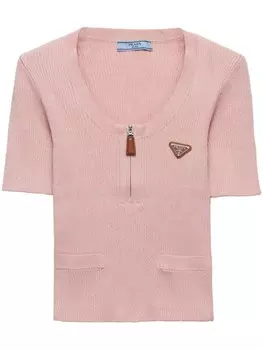 Prada ребристый хлопковый свитер, розовый