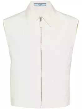 Prada рубашка без рукавов с логотипом, белый