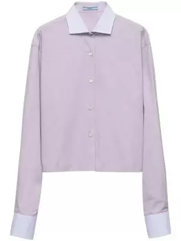 Prada рубашка из поплина с контрастными манжетами, фиолетовый