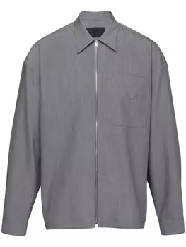 Prada рубашка на молнии с логотипом, серый
