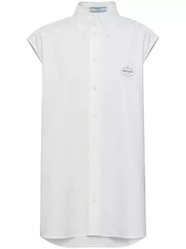 Prada рубашка оксфорд без рукавов с логотипом, белый