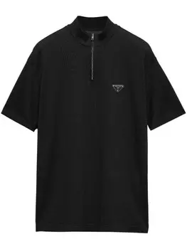 Prada рубашка поло с логотипом, черный