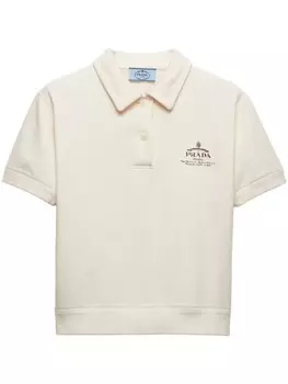 Prada рубашка поло с логотипом, нейтральный цвет
