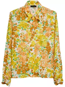 Prada рубашка с цветочным принтом, оранжевый