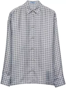 Prada рубашка с цветочным принтом, синий