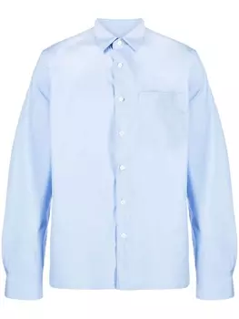 Prada рубашка с длинными рукавами и вышитым логотипом, синий