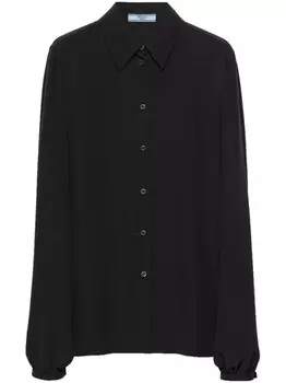 Prada рубашка с классическим воротником из крепа, черный