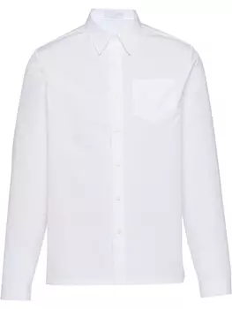 Prada рубашка с нашивкой-логотипом, белый