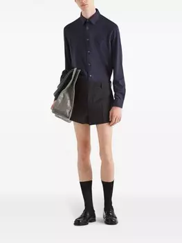 Prada рубашка с нашивкой-логотипом, синий