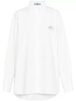 Prada рубашка с вышитым логотипом, белый