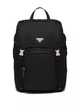 Prada рюкзак с кулиской и логотипом, черный