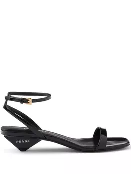 Prada сандалии из лакированной кожи 35 мм, черный