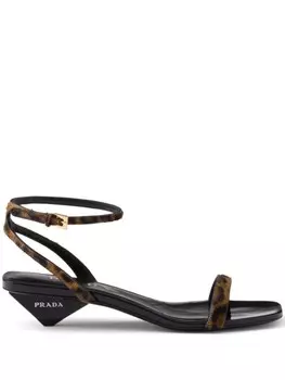 Prada сандалии из принтованной кожи 35 мм, черный