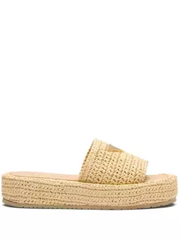 Prada сандалии с логотипом, нейтральный цвет