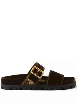 Prada сандалии с пряжками, коричневый