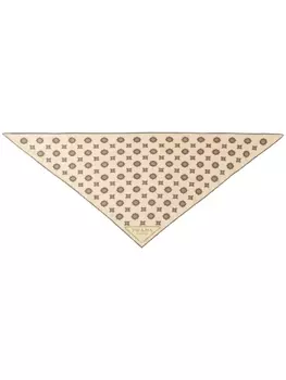 Prada шарф из шёлкового твила с принтом, нейтральный цвет