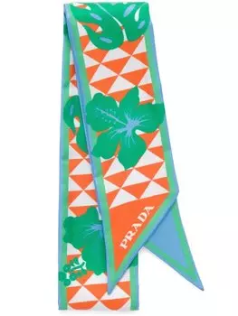 Prada шарф с принтом, оранжевый