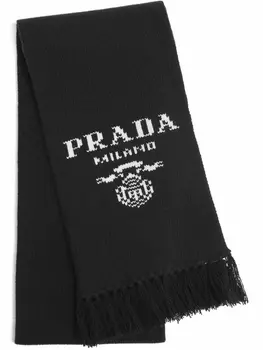 Prada шарф вязки интарсия с логотипом, черный