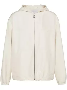 Prada шелковая куртка с капюшоном, нейтральный цвет