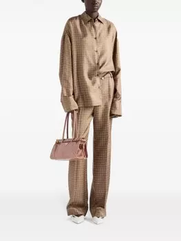 Prada шелковая рубашка с мини-узором пейсли, коричневый