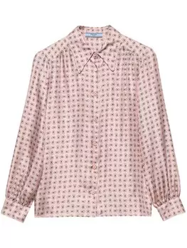 Prada шелковая рубашка с мини-узором пейсли, розовый
