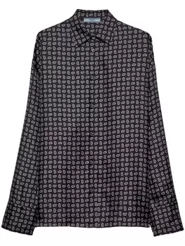 Prada шелковая рубашка с принтом пейсли, синий