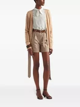 Prada шелковая рубашка с шарфом, зеленый