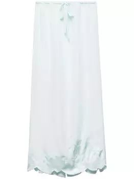 Prada шелковая юбка миди с вышивкой, зеленый