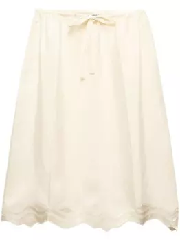 Prada шелковая юбка-миди с завязками на талии, желтый