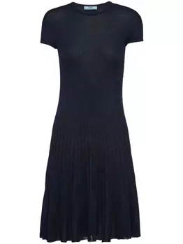 Prada шелковое платье с короткими рукавами, синий
