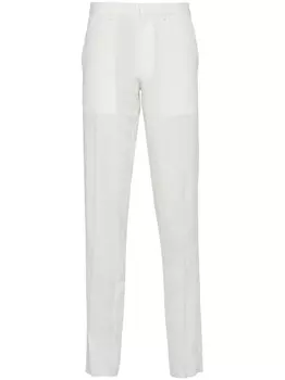 Prada шелковые брюки с логотипом, белый