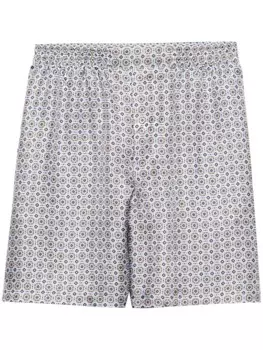 Prada шелковые шорты-бермуды с геометричным принтом, синий