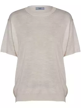 Prada шелковый джемпер с логотипом, нейтральный цвет