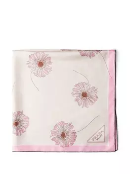 Prada шелковый платок с принтом, нейтральный цвет