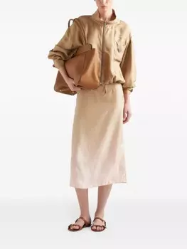 Prada шелковый жакет с логотипом, нейтральный цвет