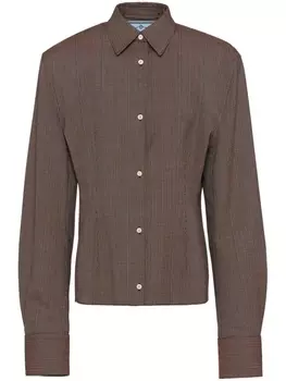 Prada шерстяная куртка-рубашка в полоску, коричневый
