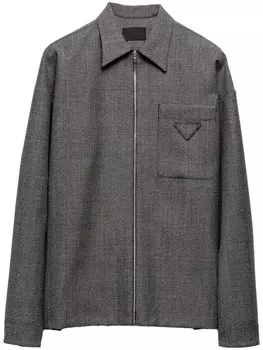 Prada шерстяная рубашка на молнии, серый