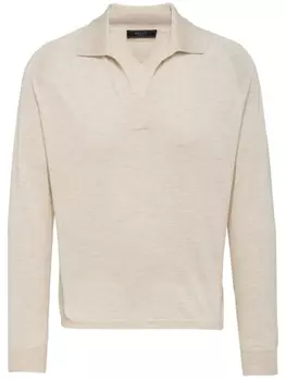 Prada шерстяная рубашка поло с короткими рукавами, нейтральный цвет