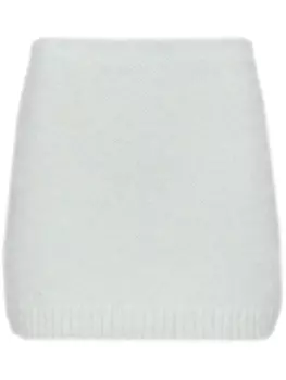Prada шерстяная юбка с логотипом, белый