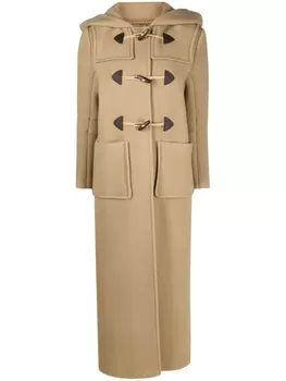 Prada шерстяное пальто с капюшоном, нейтральный цвет