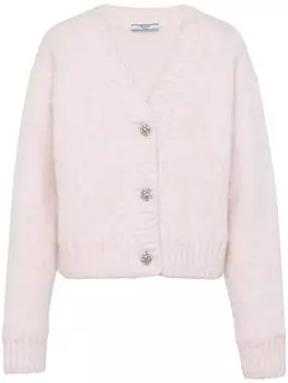 Prada шерстяной кардиган с кристаллами, розовый