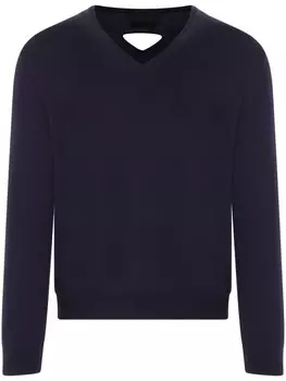 Prada шерстяной свитер с V-образным вырезом, синий
