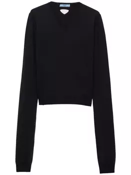 Prada шерстяной свитер с V-образным вырезом, синий