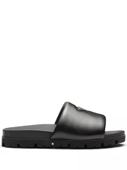 Prada шлепанцы с логотипом, черный