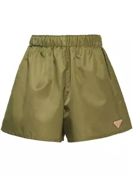 Prada шорты с эластичным поясом и логотипом, зеленый