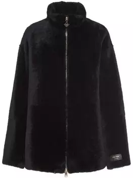 Prada шуба с логотипом, черный