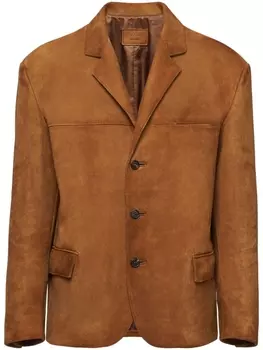 Prada single-breasted suede blazer, коричневый