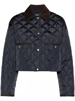 Prada стеганая куртка с логотипом, синий