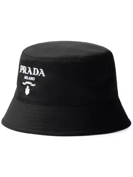 Prada стеганая панама с тисненым логотипом, черный