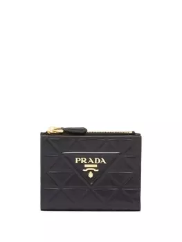Prada стеганый кошелек с логотипом, черный